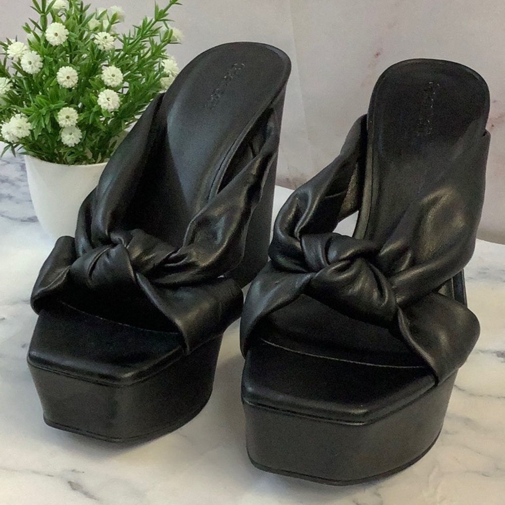NWT Open Edit Elegant Black Women's Platform Sandals Size 8